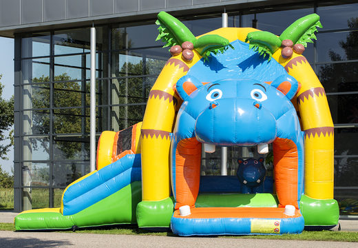 Koop opblaasbaar multifun springkasteel met dak in thema rhino voor kinderen bij JB Inflatables Nederland. Bestel springkastelen online bij JB Inflatables Nederland