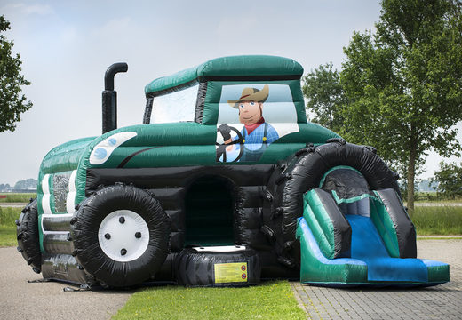 Maxi multifun groen tractor springkussen kopen voor kinderen bij JB Inflatables Nederland. Bestel springkussens online bij JB Inflatables Nederland