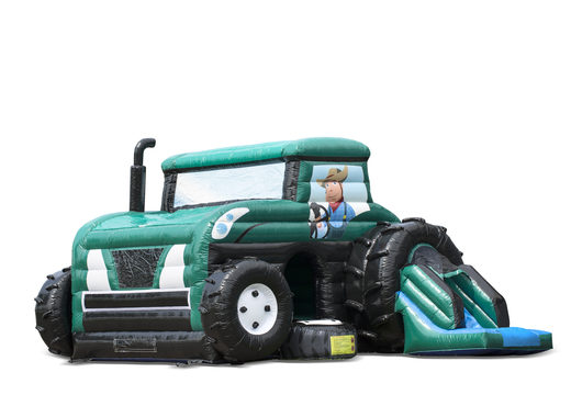 Tractor opblaasbaar overdekt springkasteel in groen kopen bij JB Inflatables Nederland. Bestel online springkastelen bij JB Inflatables Nederland
