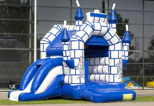 Midi multifun overdekt luchtkussen met glijbaan kopen in kasteel thema voor kinderen. Bestel luchtkussens online bij JB Inflatables Nederlanduchtkussens online bij JB Inflatables