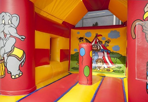 Midi overdekt multifun springkasteel met glijbaan te koop in het thema circus voor kinderen. Koop springkastelen online bij JB Inflatables Nederland