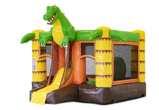 Koop opblaasbare mini multiplay springkasteel in dinosaurus thema met glijbaan voor kinderen. Bestel opblaasbare springkastelen online bij JB Inflatables Nederland
