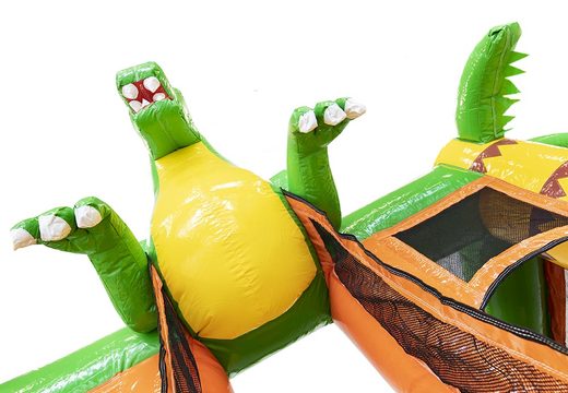 Mini multiplay springkasteel te bestellen in dinosaurus thema met glijbaan voor kinderen. Bestel opblaasbare springkastelen online bij JB Inflatables Nederland