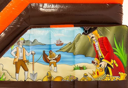 Bestel een multifunctioneel springkasteel in thema piraat met een glijbaan voor kids. Koop springkastelen online bij JB Inflatables Nederland