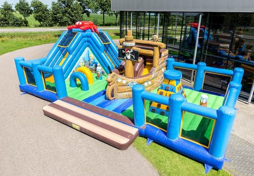 Groot opblaasbaar open speelpark springkasteel van 15 meter met glijbaan en spellen kopen in thema sealife zee voor kinderen