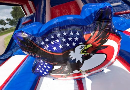 Klein opblaasbaar overdekt shooting fun combo springkussen kopen in thema usa amerika schieten eagle voor kinderen