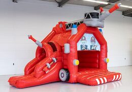 Opblaasbaar overdekt multiplay multifun springkasteel met glijbaan kopen in thema brandweer voor kinderen