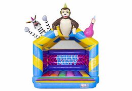 Standaard opblaasbaar springkasteel in animal party thema met 3d dieren erop kopen