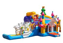 Multiplay Super opblaasbaar luchtkussen met unicorn 3d objecten erop en veel kleur kopen voor kinderen