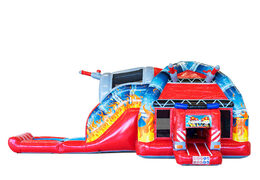Bestel Multiplay Super springkussen in Brandweer thema met glijbaan en een plonsbad. Koop springkussens online bij JB Inflatables Nederland