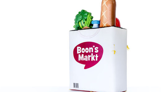 Maatwerk Boon's Markt boodschappentas productvergroting online kopen. Haal uw opblaasbare blow-ups online bij JB Inflatables Nederland
