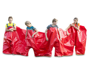 Funbroek 4 persoons Rood voor zowel oud als jong bestellen. Koop opblaasbare zeskamp artikelen online bij JB Inflatables Nederland