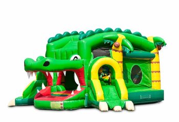 Opblaasbaar overdekt shooting fun springkussen kopen in thema krokodil crocodile schieten actie voor kinderen