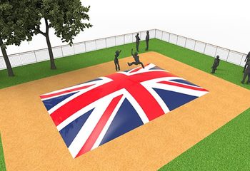 Inflatable springberg in UK vlag thema kopen. Bestel opblaasbare airmountain nu online bij JB Inflatables Nederland
