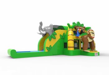 bestel multiplay super springkussen Jungle thema met aap en olifant in 3d voor kinderen