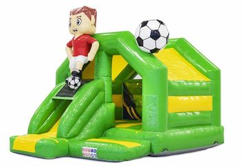 Slide combo opblaasbaar springkussen met voetbal thema in het groen te koop voor kinderen