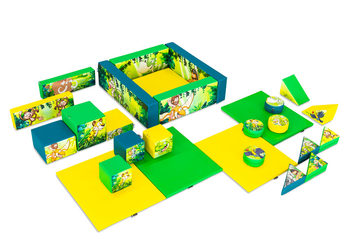 Softplay set XL Jungle Dino thema kleurrijke blokken om mee te spelen