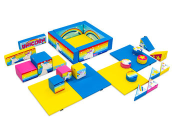 Softplay set XL Unicorn thema kleurrijke blokken om mee te spelen