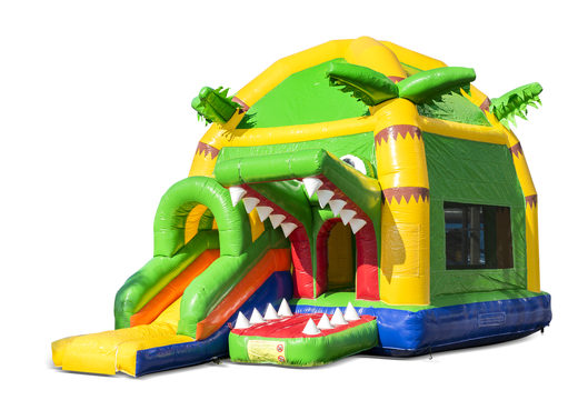 Koop opblaasbaar maxifun springkasteel met dak in thema krokodil voor kinderen bij JB Inflatables Nederland. Bestel springkastelen online bij JB Inflatables Nederland