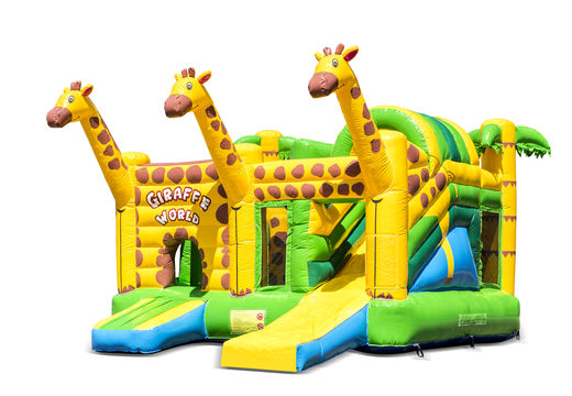 Medium opblaasbare multiplay springkasteel in giraffe thema te bestellen voor kinderen. Bestel opblaasbare springkastelen online at JB Inflatables Nederland