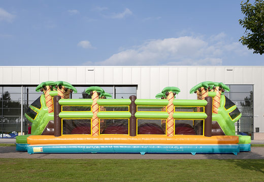 Koop mega 46,5meter lange stormbaan in jungle thema voor kids.  Bestel opblaasbare stormbanen nu online bij JB Inflatables Nederland