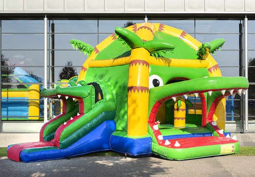Koop opblaasbaar multifun springkussen met dak in thema krokodil voor kinderen bij JB Inflatables Nederland. Bestel springkussens online bij JB Inflatables Nederland