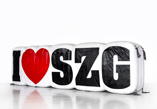 Opblaasbare I love SZG logo productvergroting kopen. Bestel opblaasbare 3D objecten nu online bij JB Inflatables Nederland 