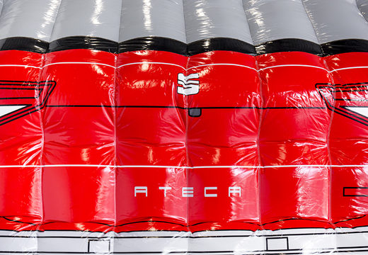 Bestel online opblaasbare SEAT -  auto springkastelen  in rood op maat bij JB Promotions Nederland; specialist in opblaasbare reclame artikelen zoals maatwerk springkastelen 