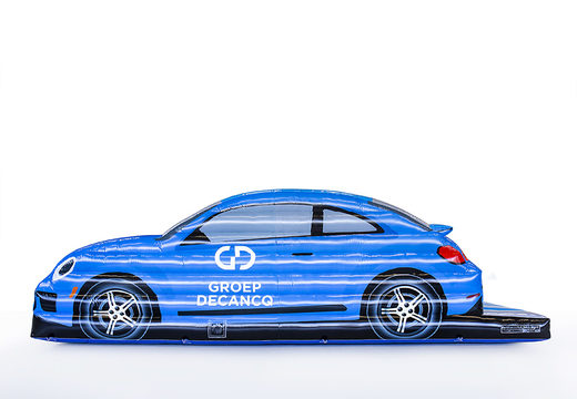 Bestel online opblaasbare Volkswagen auto springkastelen in  blauw op maat bij JB Promotions Nederland; specialist in opblaasbare reclame artikelen zoals maatwerk springkastelen