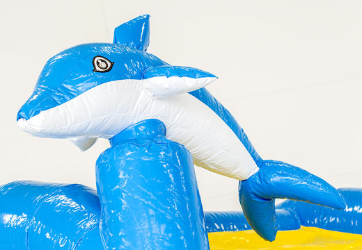Jumpy extra fun dolfijn springkasteel met glijbaan bestellen in thema dolfijn voor kinderen. Koop opblaasbare springkastelen online bij JB Inflatables Nederland