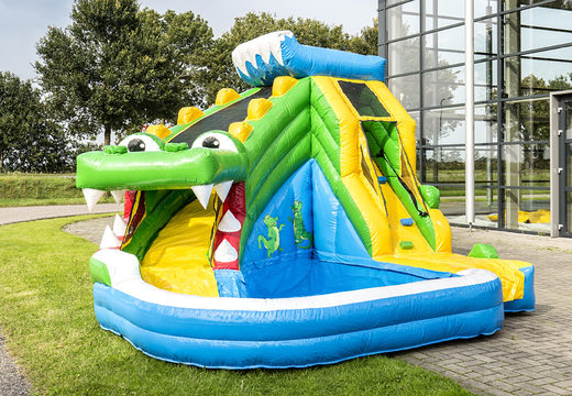 Splashy krokodil springkasteel met bad bestellen bij JB Inflatables Nederland. Koop springkastelen online bij JB Inflatables Nederland