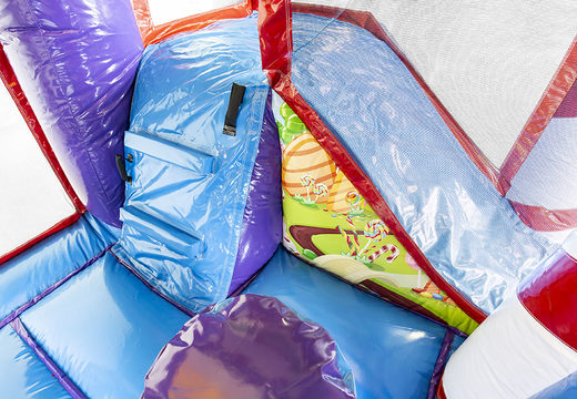 Bestel mini opblaasbare candyworld springkasteel met glijbaan voor kinderen. Koop opblaasbare springkastelen online at JB Inflatables Nederland 