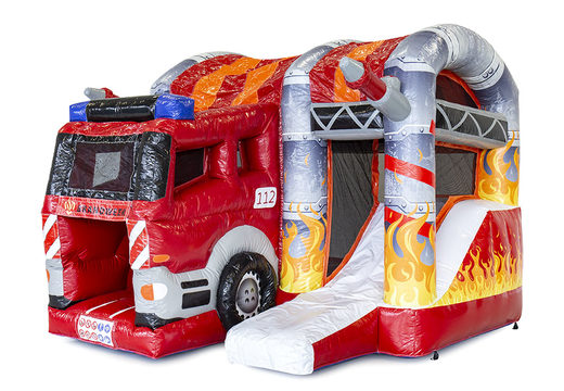 Koop mini opblaasbare multiplay springkasteel in brandweer thema voor kinderen. Bestel opblaasbare springkastelen online bij JB Inflatables Nederland