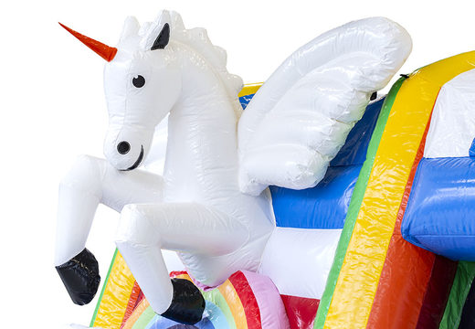 Bestel mini opblaasbare unicorn springkasteel met glijbaan voor kinderen. Koop opblaasbare springkastelen online at JB Inflatables Nederland 