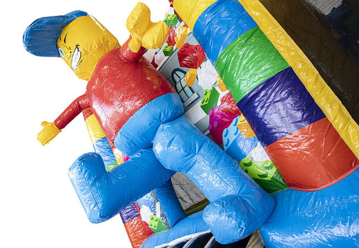 Bestel middelmatig opblaasbare multiplay springkasteel in superblocks thema met glijbaan voor kinderen. Koop opblaasbare springkastelen online bij JB Inflatables Nederland
