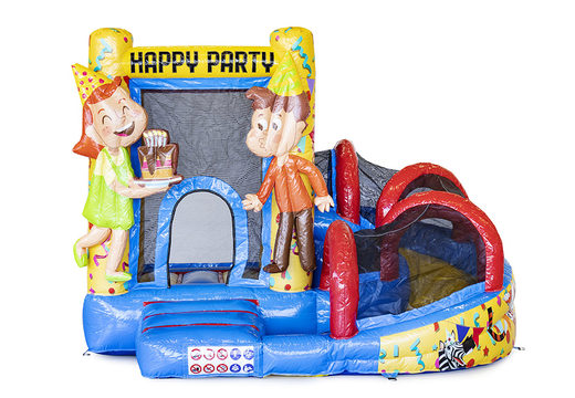 Klein overdekt opblaasbaar springkasteel met glijbaan kopen in thema feest party voor kinderen. Bestel opblaasbare springkastelen online bij JB Inflatables Nederland