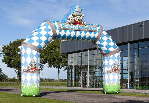 Gepersonaliseerde oktoberfest startboog voor sport evenementen bestellen bij JB inflatables Nederland. Koop nu op maat gemaakte opblaasbare reclamebogen online