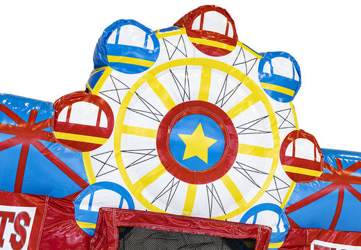 Kleine opblaasbare springkatseel met glijbaan in circus thema te bestellen voor kinderen bij JB Inflatables. Koop online opblaasbare springkastelen bij JB Inflatables Nederland