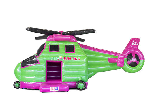 Bestel online opblaasbare Kidsjumping Helicopter springkastelen op maat bij JB Promotions Nederland; specialist in opblaasbare reclame artikelen zoals maatwerk springkastelen 