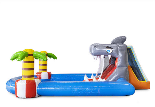 Waterglijbaan springkussen in thema haai kopen bij JB Inflatables Nederland. Bestel nu springkussens online bij JB Inflatables Nederland 