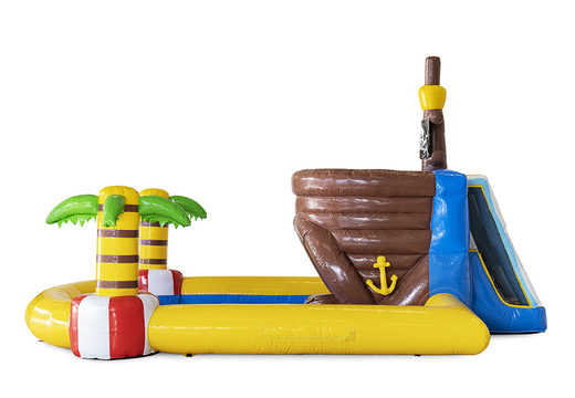 Minipark piraat springkussen inclusief zwembad en waterglijbaan voor kids kopen. Bestel springkussens online bij JB Inflatables Nederland