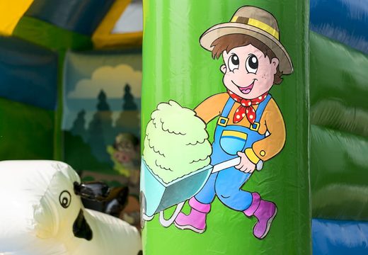 Midi overdekt multifun springkasteel met glijbaan te koop in thema boerderij voor kinderen. Bestel springkastelen online bij JB Inflatables Nederland