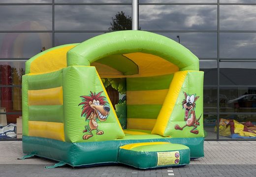 Klein overdekt springkasteel te koop met jungle thema voor kids.  Koop springkastelen online bij JB Inflatables Nederland