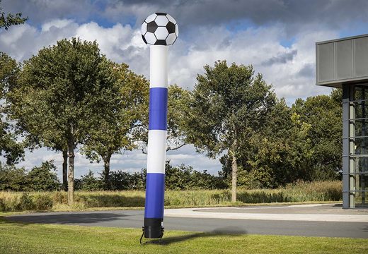 Bestel de 6m skytube met 3d bal in blauw wit bij JB Inflatables Nederland. Standaard inflatables tubes kopen voor sport evenementen