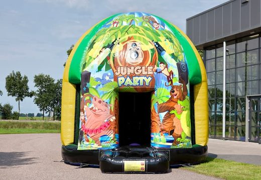 Disco multi-thema 5,5m  springkasteel in thema Jungle Party voor kids bestellen. Koop online opblaasbare springkastelenbij JB Inflatables Nederland
