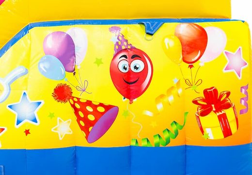 Groot opblaasbaar open multiplay luchtkussen met glijbaan in thema funcity party bestellen voor kids. Koop luchtkussens online bij JB Inflatables Nederland