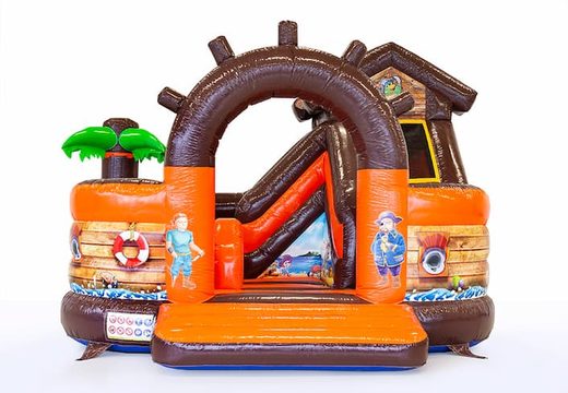 Koop een multifunctioneel Funcity Piraat springkasteel met een glijbaan voor kinderen. Bestel springkastelen online bij JB Inflatables Nederland