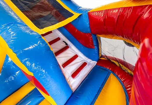 Bestel een multifunctioneel luchtkussen in thema achtbaan met een glijbaan voor kids. Koop luchtkussens online bij JB Inflatables Nederland