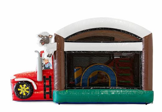 Indoor opblaasbaar multiplay boerderij springkasteel met een glijbaan en 3D objecten kopen voor kinderen. Bestel springkastelen online bij JB Inflatables Nederland