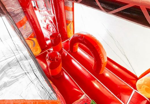 Koop brandweer springkasteel in een uniek design met twee ingangen, een glijbaan in het midden en 3D objecten voor kids. Bestel springkastelen online bij JB Inflatables Nederland